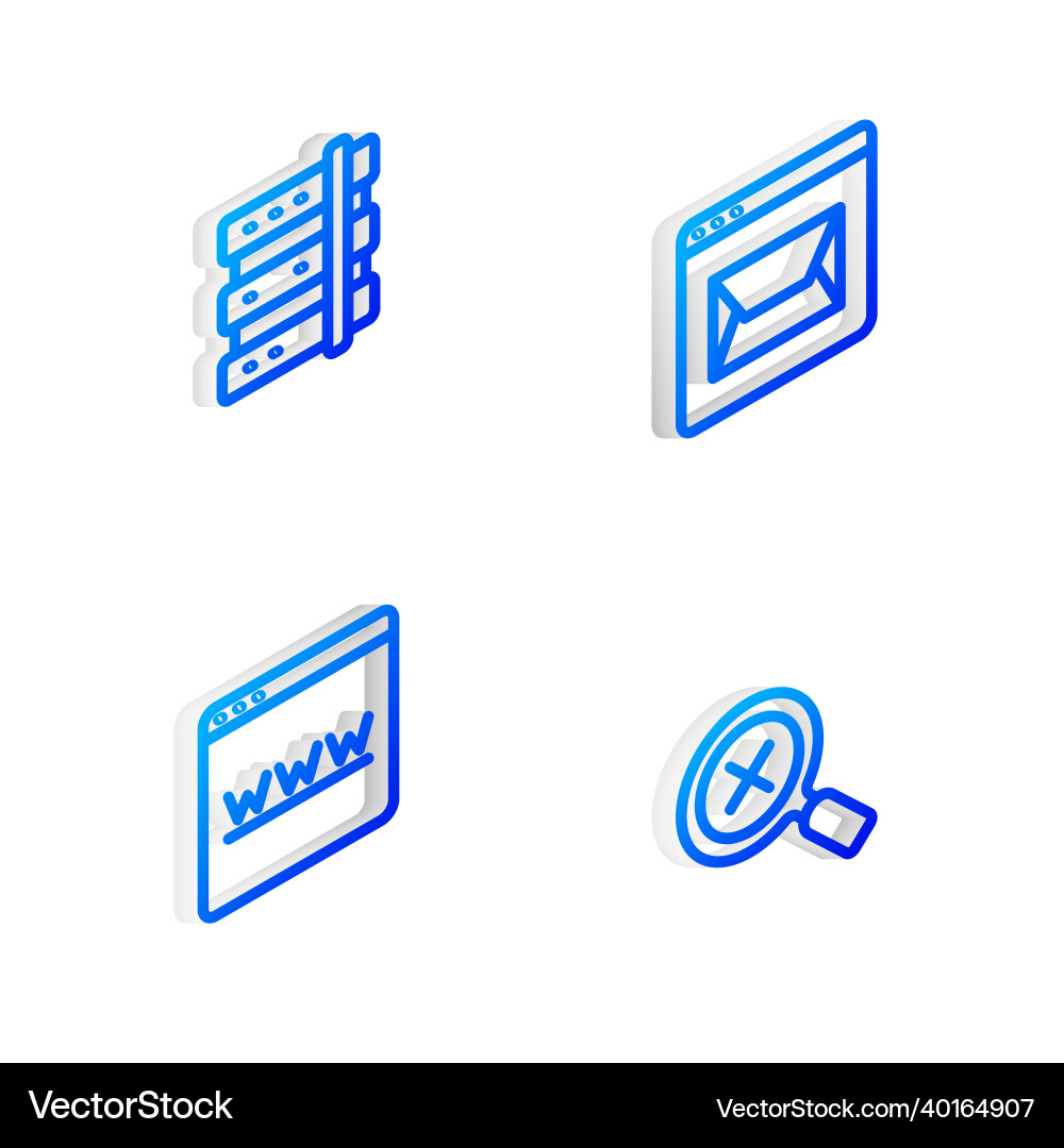 Set isometric line website and mail server Vector Image