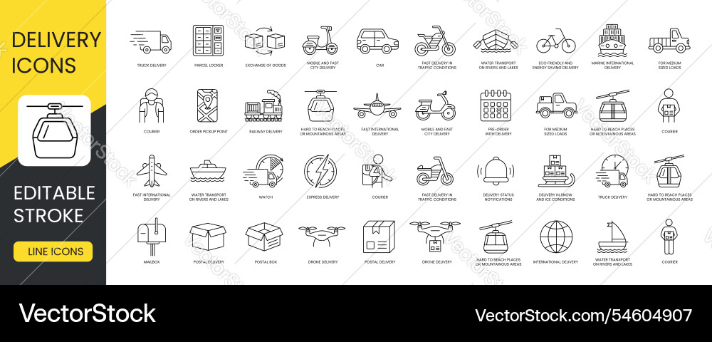 Set of line icons delivery methods Set of line icons delivery methods vector image