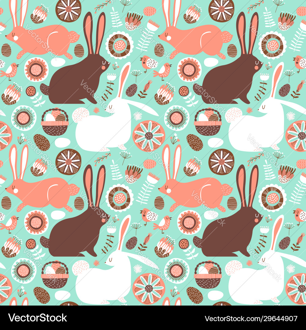 Spring Easter Rabbit Pattern vector image
