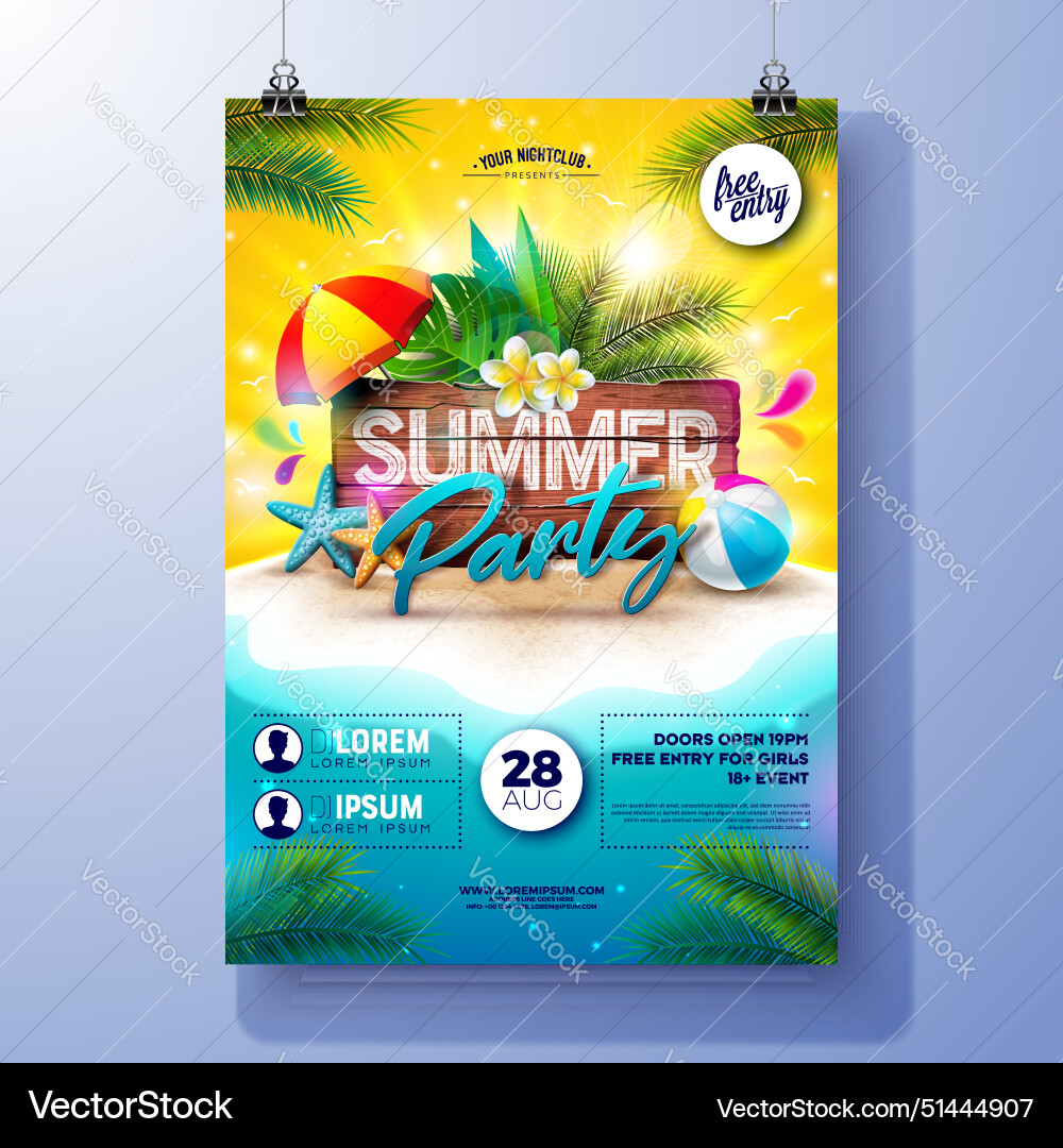 summer-beach-party-flyer-design-template-vector-image