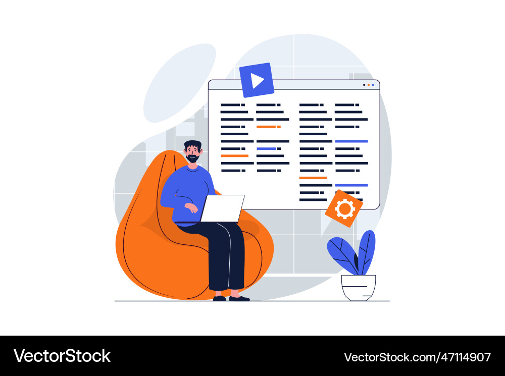 Ui ux development web concept with character scene Ui ux development web concept with character scene vector image