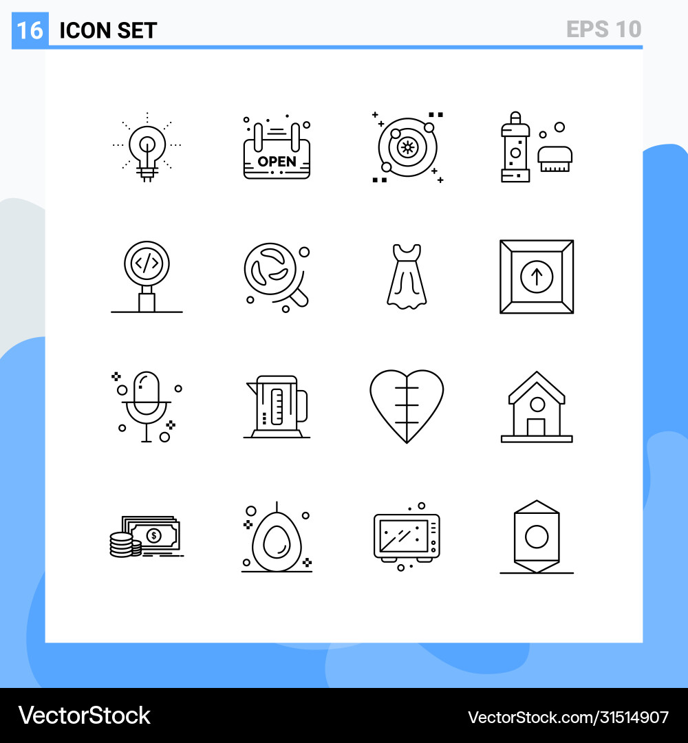 User interface pack 16 basic outlines code Vector Image