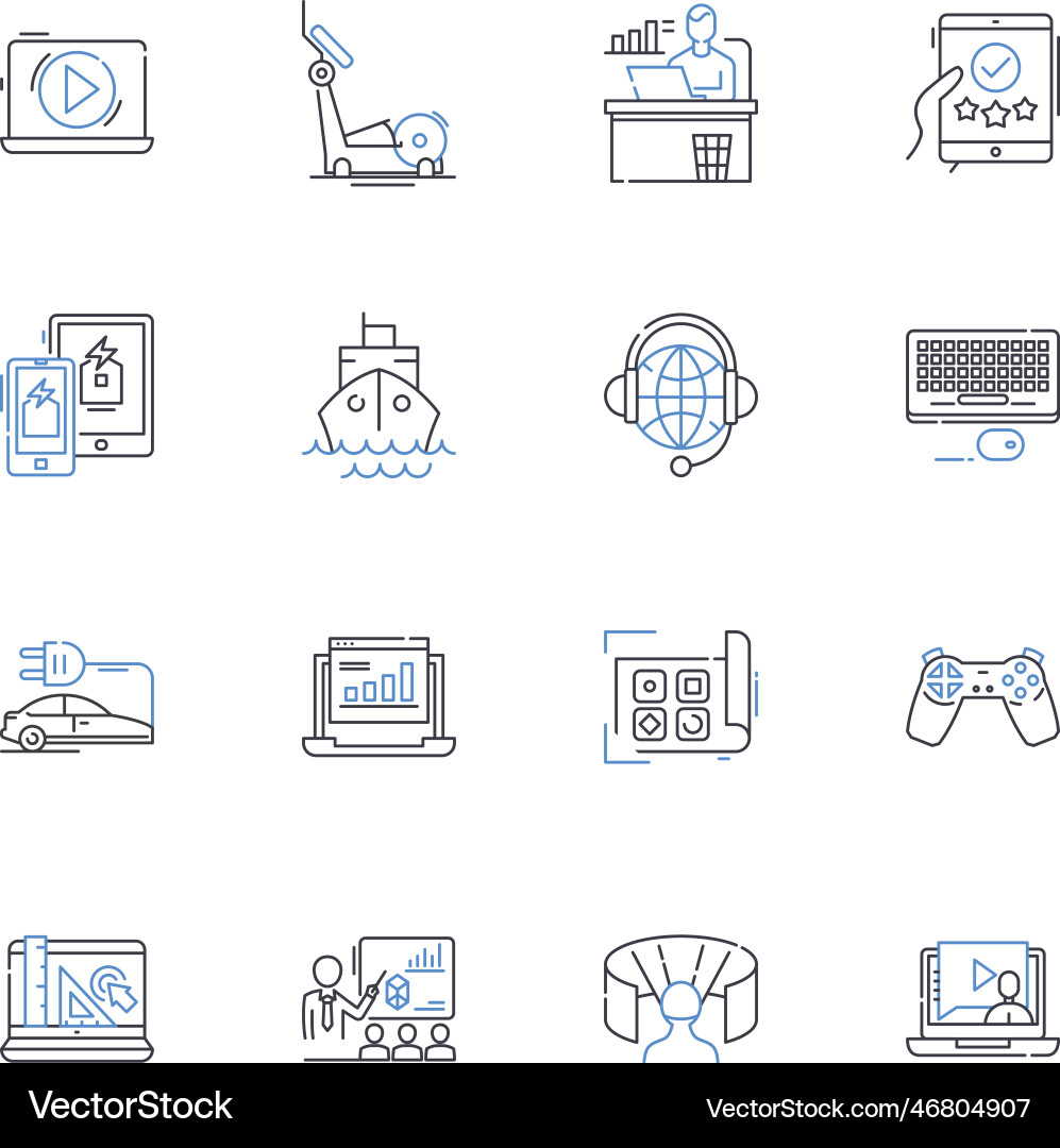 Virtual design line icons collection d rendering vector image