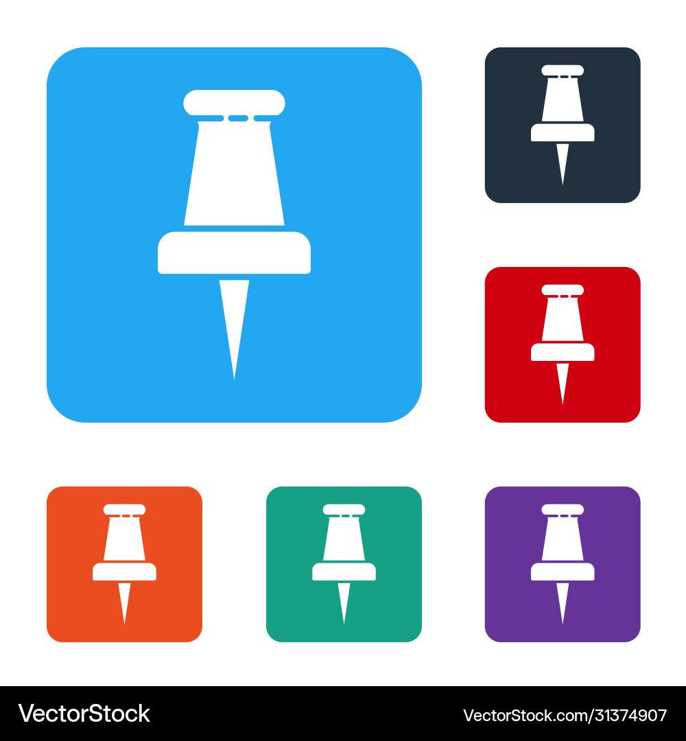 White push pin icon isolated on background White push pin icon isolated on background vector image