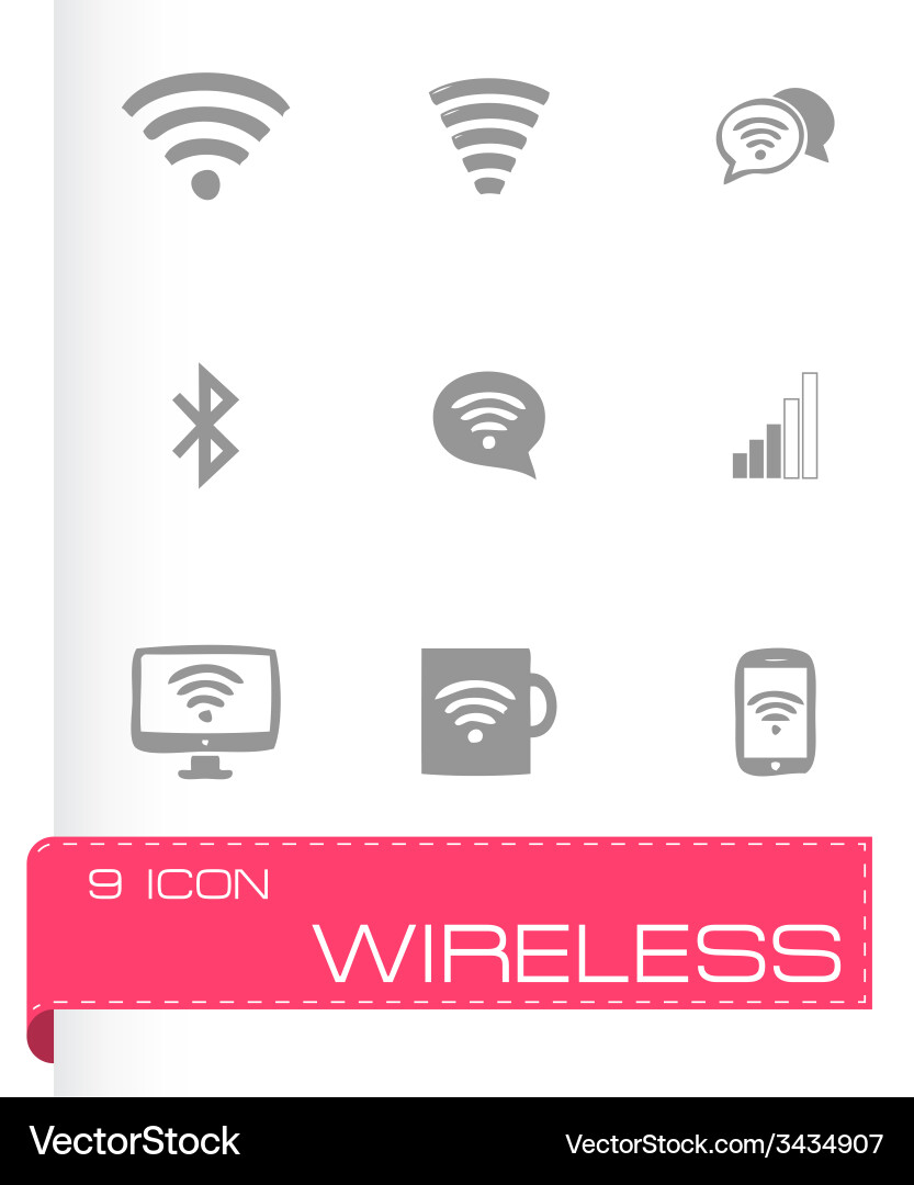 Wireless icons set Vector Image