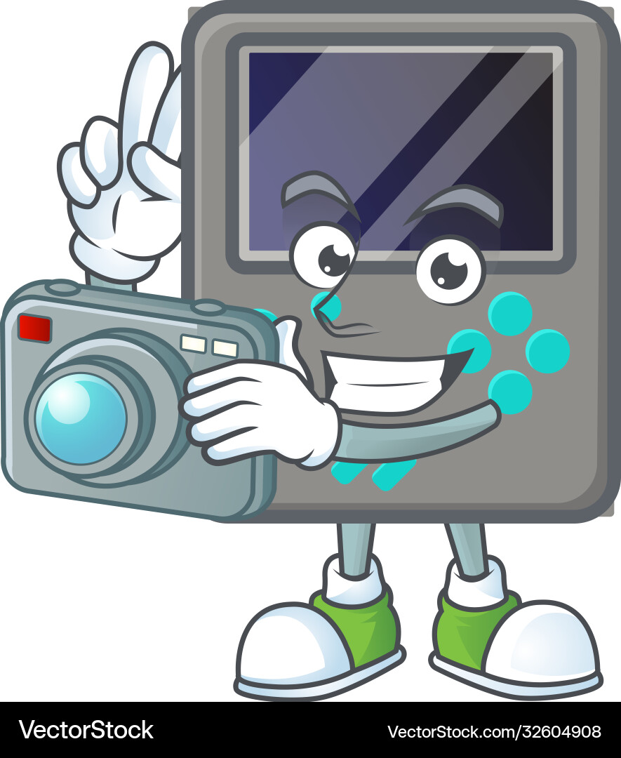 A game console photographer in action with camera vector image
