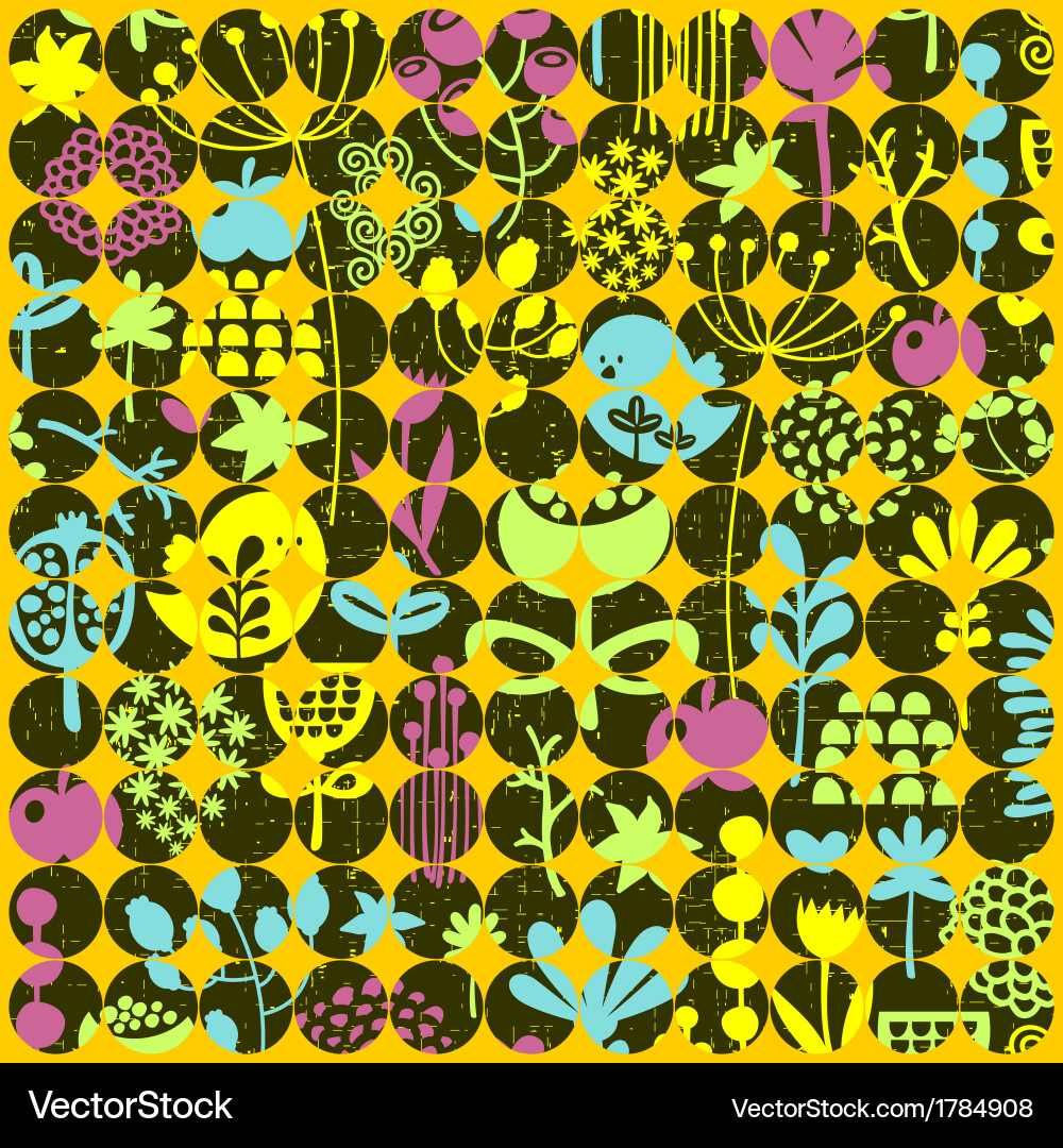 Abstract background made of circles with birds vector image