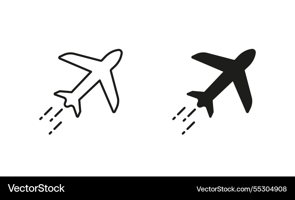 Airplane pictogram plane line and silhouette icon Airplane pictogram plane line and silhouette icon Vector Image