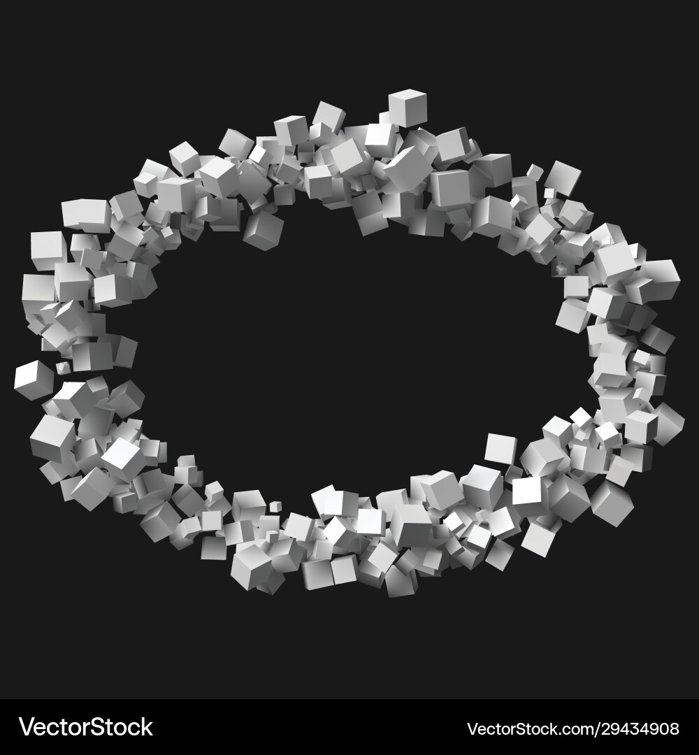 Big circular frame formed random sized cubes Big circular frame formed random sized cubes vector image