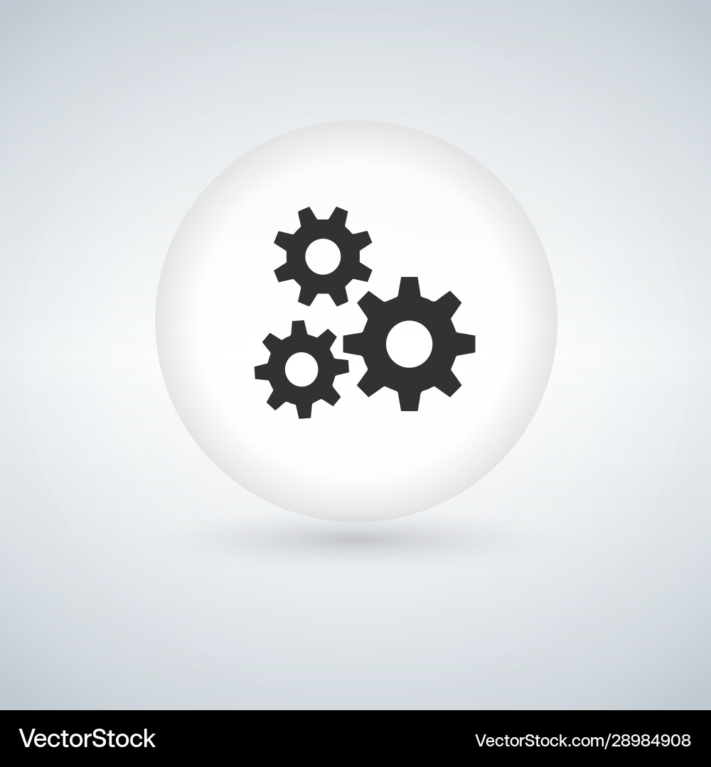 Circle bubble button with three gears icon vector image