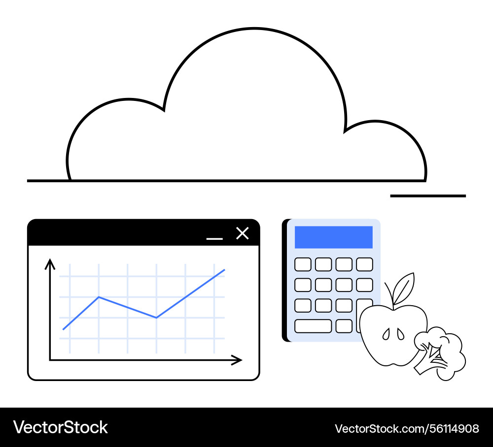 Cloud-based data analytics with calculator graph Vector Image