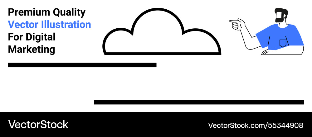 Cloud concept with pointing character highlighting Cloud concept with pointing character highlighting vector image