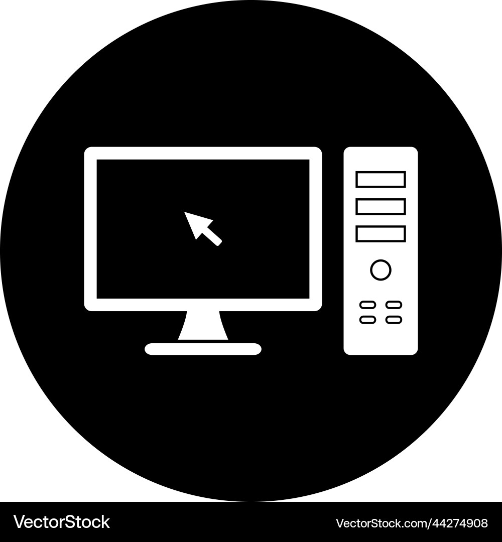 Computer icon rounded button style eps Vector Image
