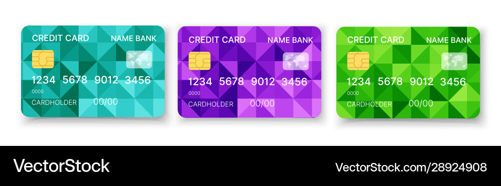 Credit cards set multicolor template Credit cards set multicolor template vector image