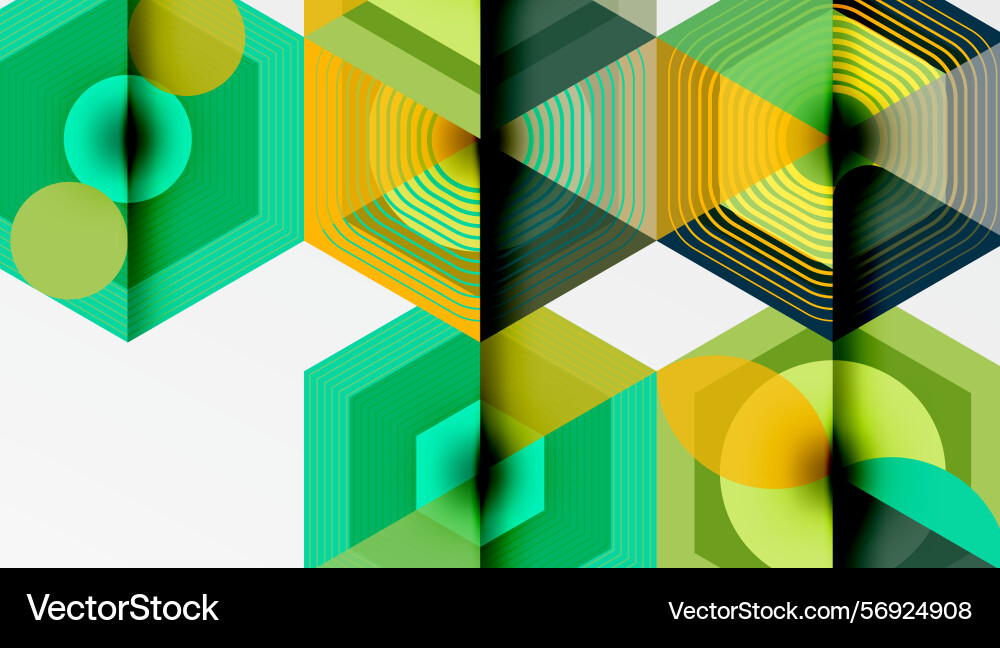 Geometric patterns hexagons lines create abstract Vector Image
