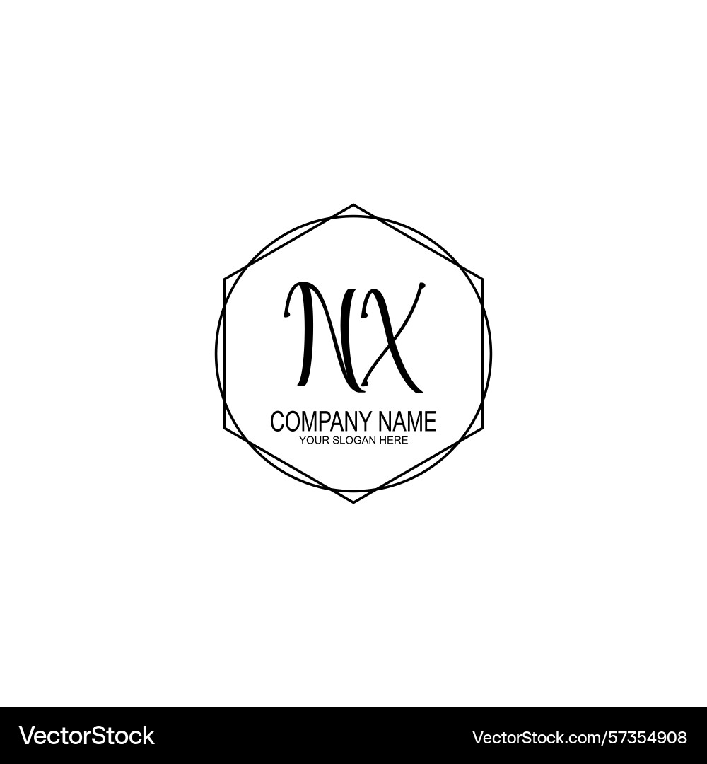 Minimalist handwritten nx initial logos with soft Vector Image