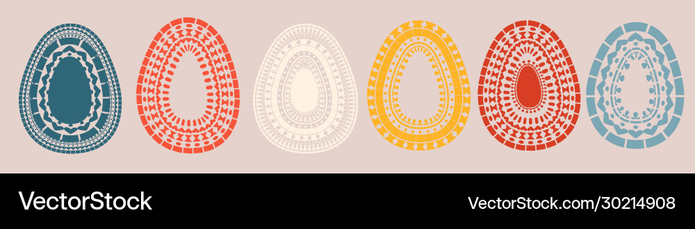 Multi-colored lace easter eggs pattern Vector Image