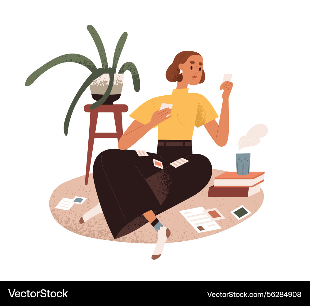 Organizing and looking through memory photos Organizing and looking through memory photos vector image