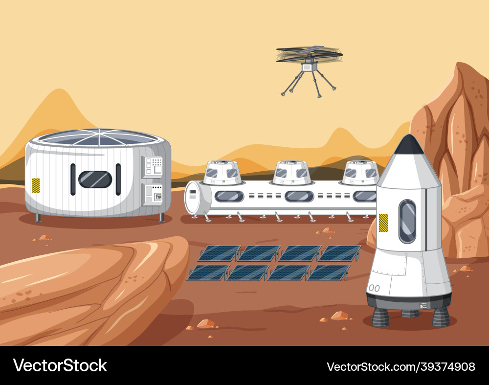 Outer space scene with station Outer space scene with station Vector Image