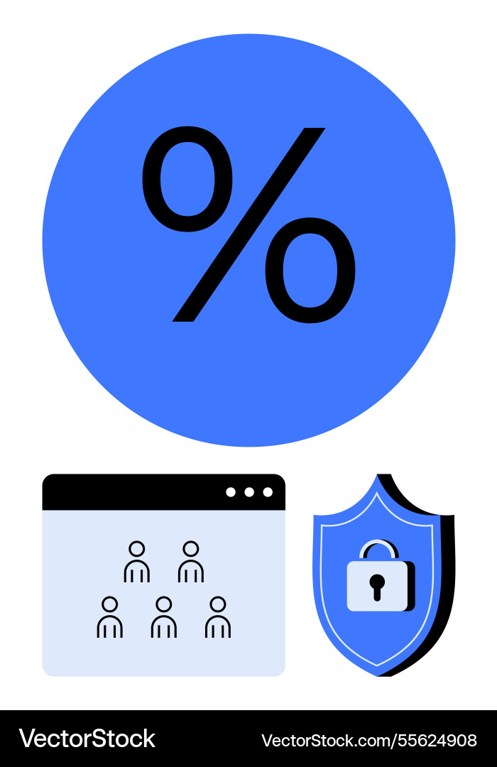 Percentage sign user interface and security Vector Image