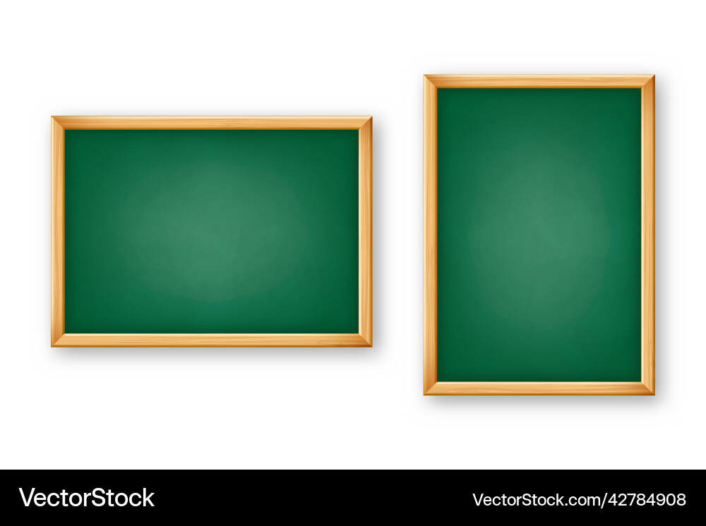 Realistische leere Chalkboard in einem Holzrahmen Vektorbild
