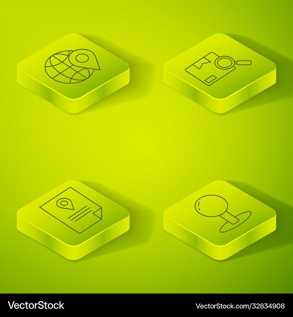 Set isometric search package document tracking Set isometric search package document tracking vector image