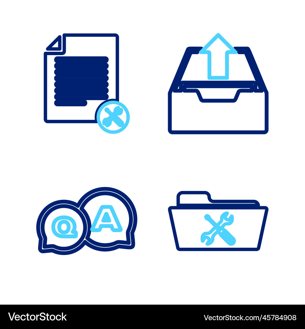 Set line folder service question and answer Set line folder service question and answer Vector Image
