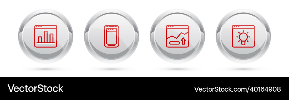 Set line graph chart infographic mobile phone Set line graph chart infographic mobile phone vector image
