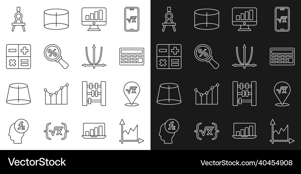 Set line graph schedule chart diagram square vector image