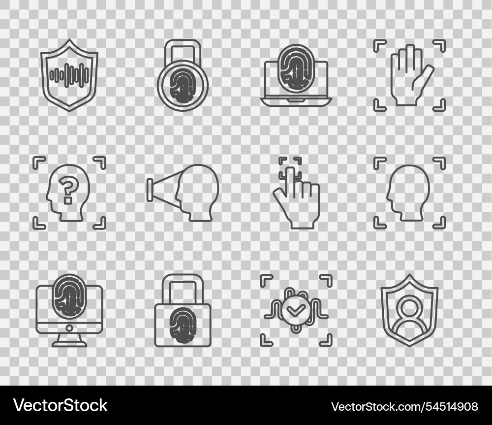 Set line monitor with fingerprint user protection Set line monitor with fingerprint user protection vector image