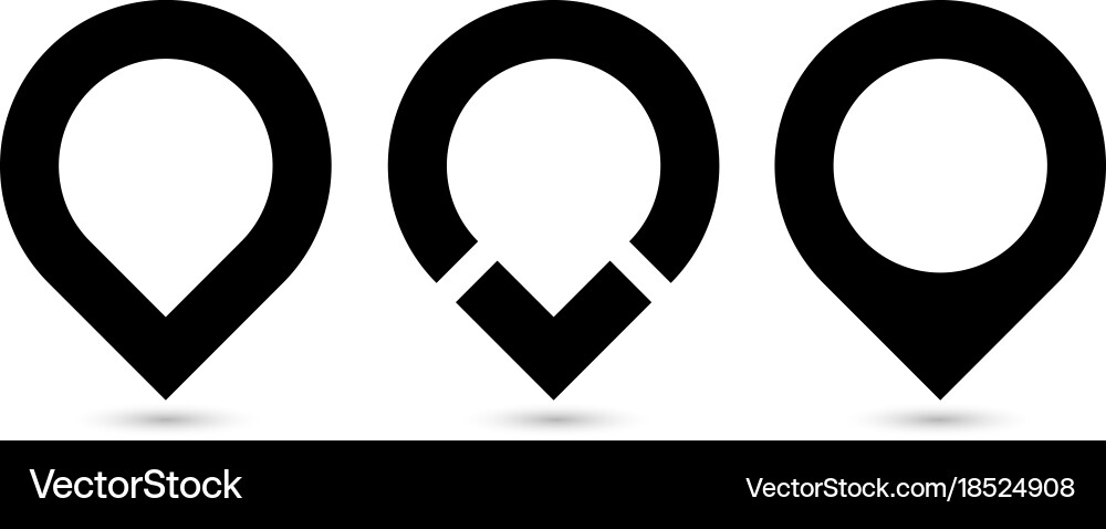 Set of three black original map pointers vector image