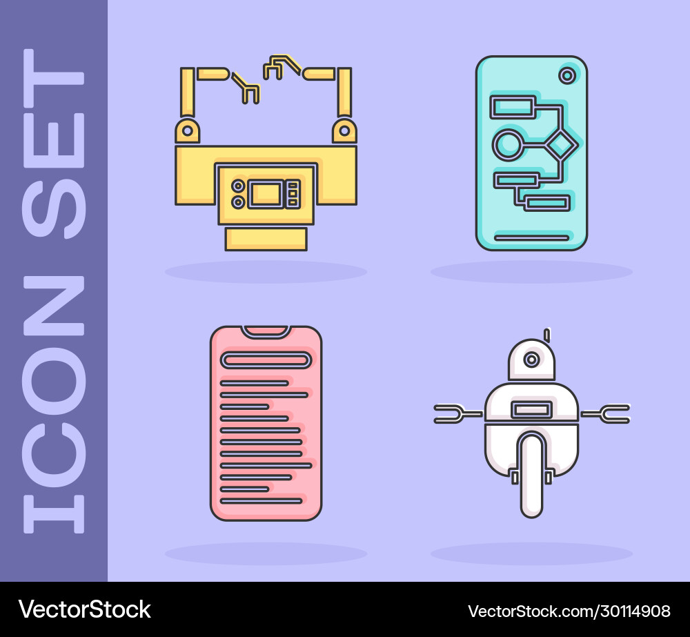 Set robot assembly line computer api interface Set robot assembly line computer api interface vector image