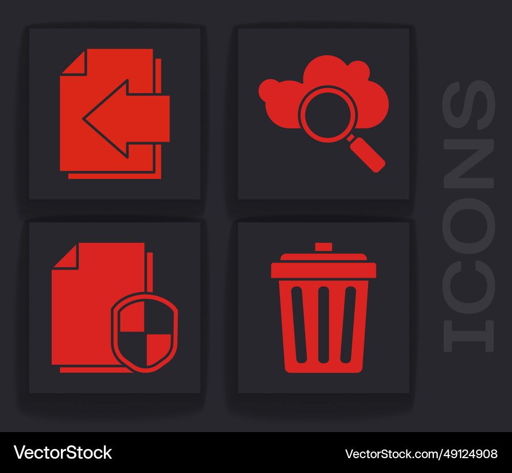 Set trash can next page arrow search cloud Set trash can next page arrow search cloud vector image