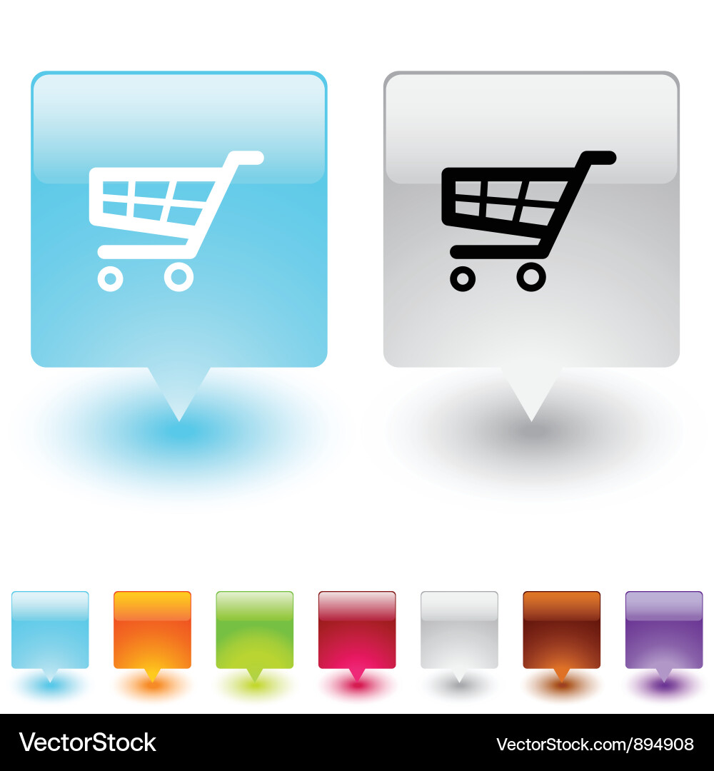 Shopping cart square button vector image