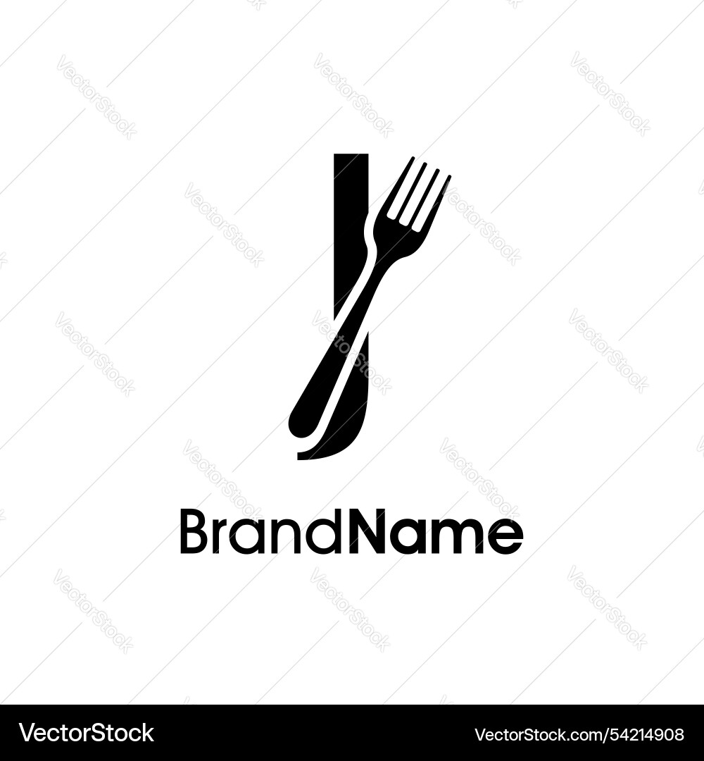 Simple and unique initial j fork logo vector image