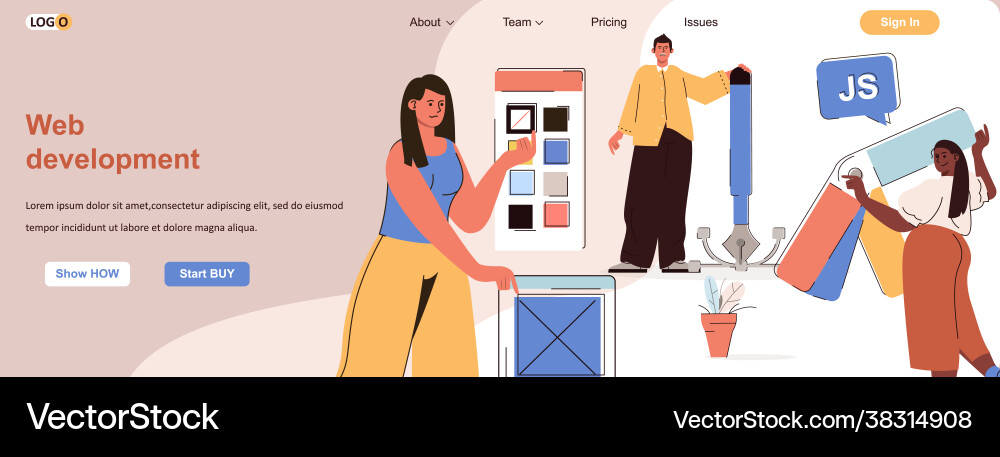 Web development concept developers create Web development concept developers create vector image
