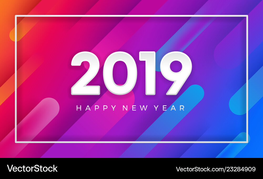 2019 happy new year with dynamic color background 2019 happy new year with dynamic color background Vector Image