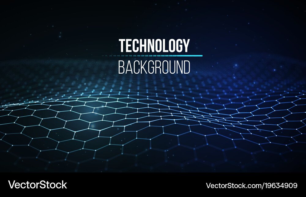 3D Technology Grid Background Vector Image