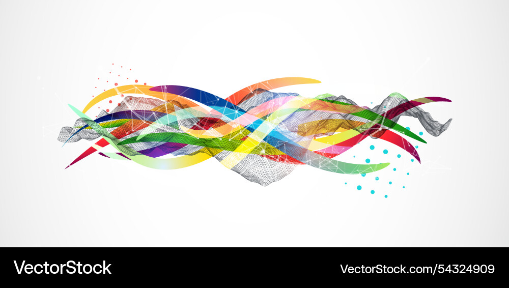 Abstract wireframe wave with colored lines Abstract wireframe wave with colored lines vector image