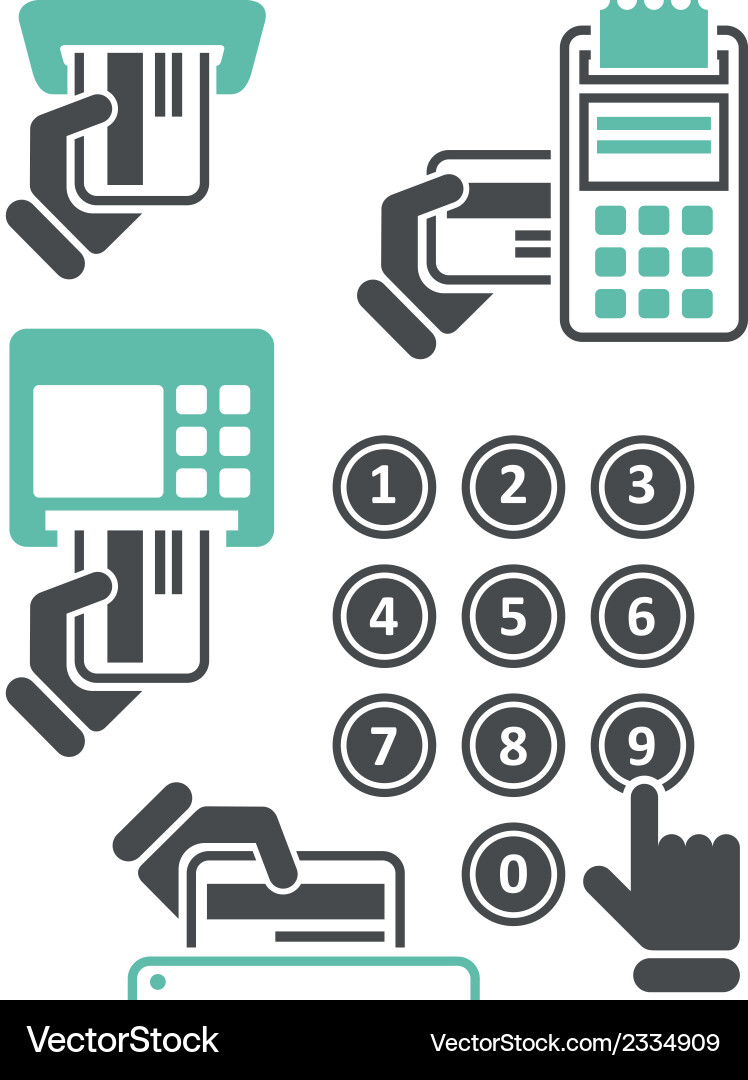ATM Keypad Icons - Simple Terminal Set vector image