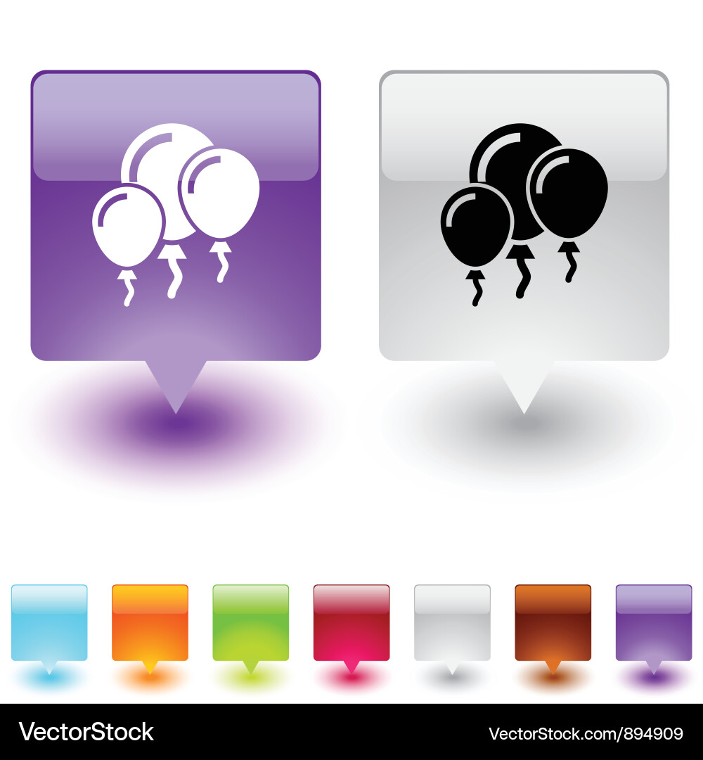 Balloons square button vector image
