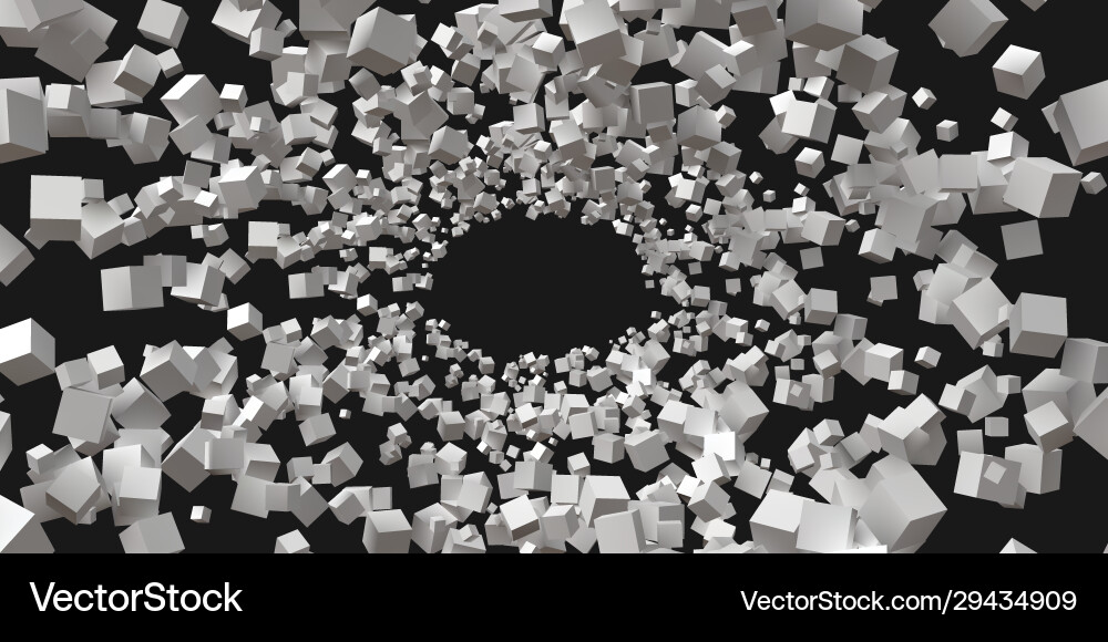 Big circular frame formed random sized cubes vector image