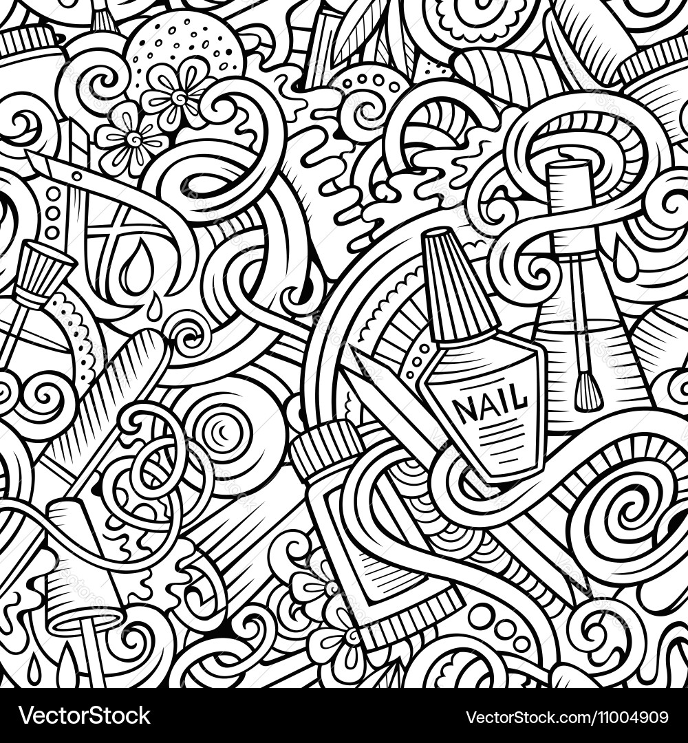 Cartoon doodles manicure seamless pattern Vector Image