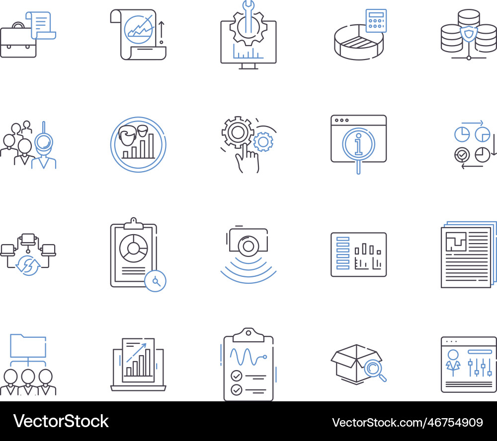 Data and computer outline icons collection vector image