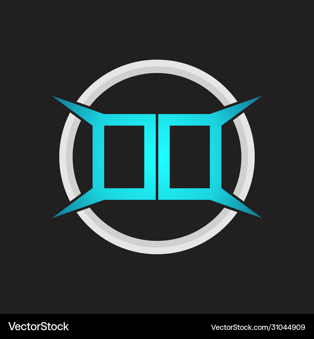 Dd logo monogram with circle and four taper shape vector image
