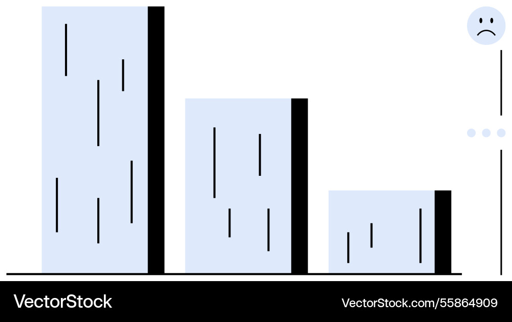Declining bar chart with sad face representing Vector Image