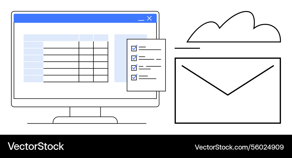 Digital data management through cloud-based email Digital data management through cloud-based email vector image