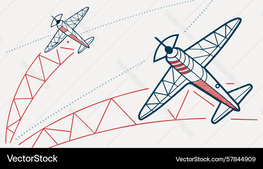 Dynamic biplanes in formation with abstract speed vector image