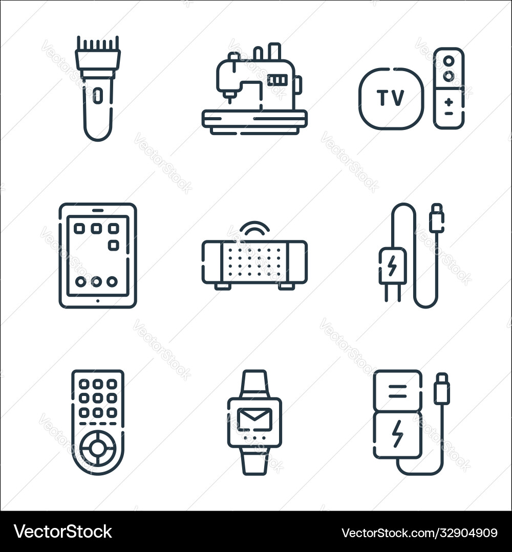 Electronics line icons linear set quality Vector Image