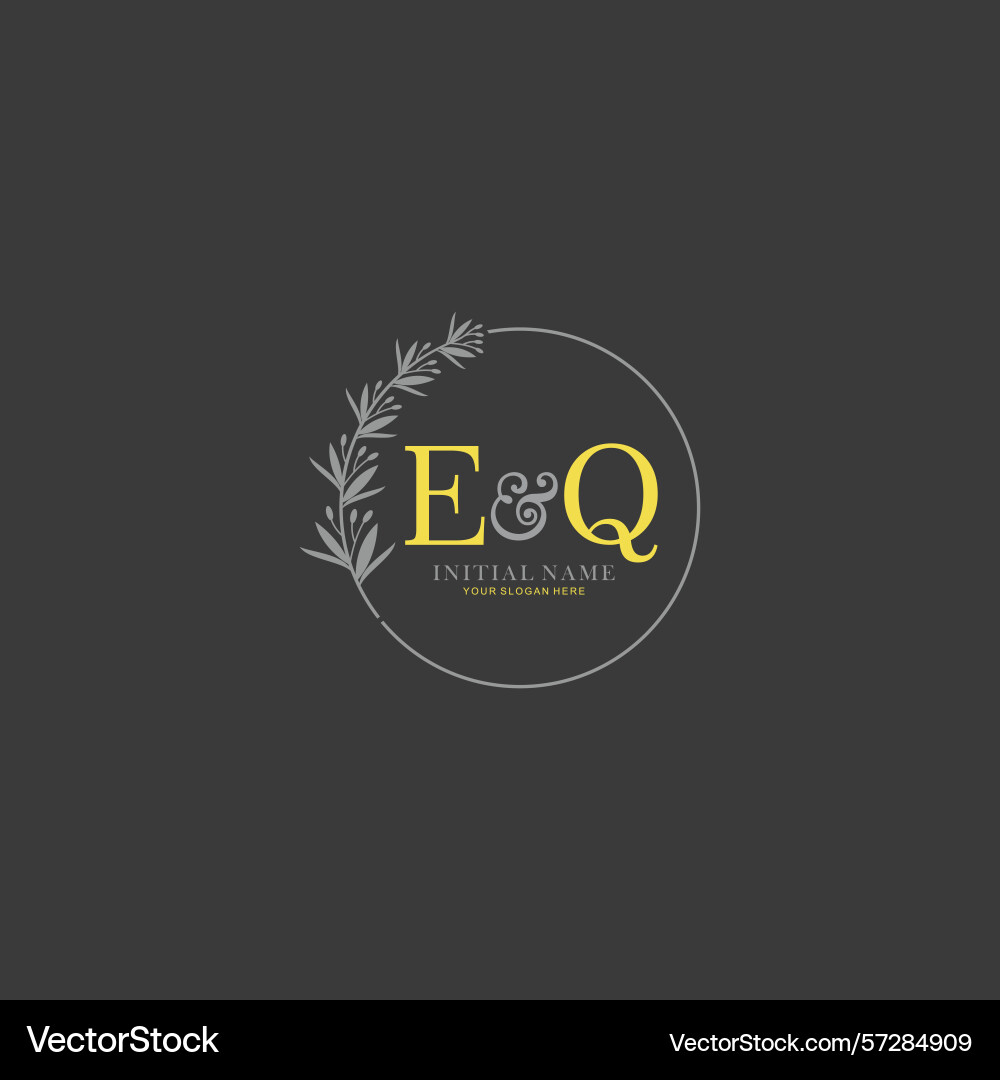 Eq initial logo templates with botanical elements Eq initial logo templates with botanical elements vector image